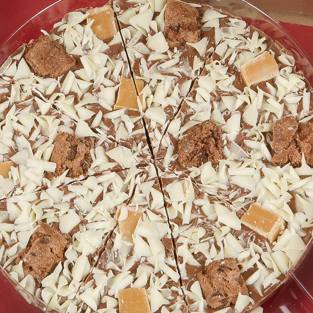 Close up of 7 inch Crunchy Munchy Chocolate Pizza